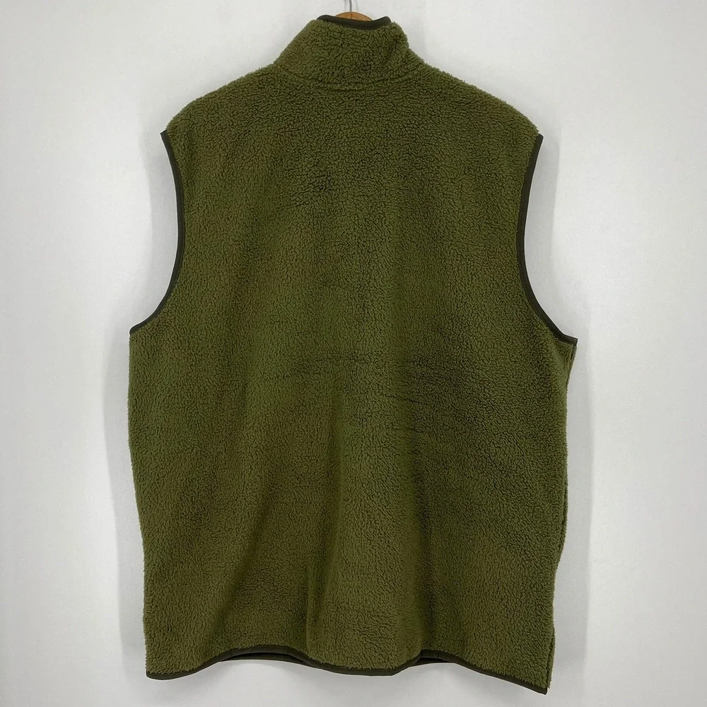 The North Face Mens XXL Olive Green Sherpa‎ Fleece Full Zip Vest Jacket